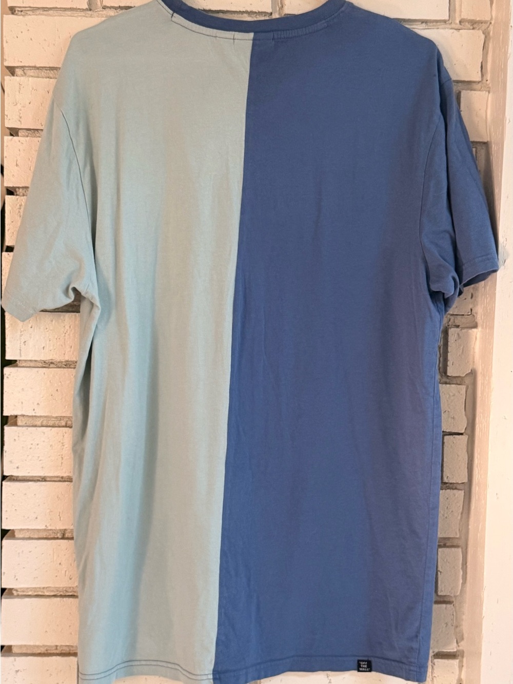 Vans Off The Wall Colorblock T-Shirt Blue Graphic Logo Short Sleeve Mens Size L - Picture 4 of 8